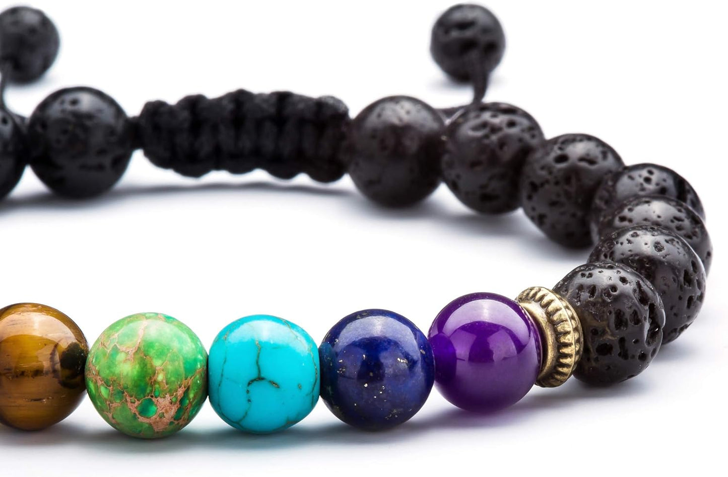 Men Women 8Mm Lava Rock Beads Chakra Bracelet Braided Rope Natural Stone Yoga Bracelet Bangle