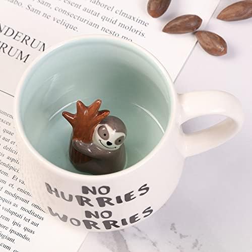 Sloth Mug Gift Funny Coffee Mug 3D Animal Sloth Mug Ceramic 350 Ml Tea Mug with Spoon & Coaster Coffee Mug Cute Coffee Mug Birthday Gift for Friend Women Men