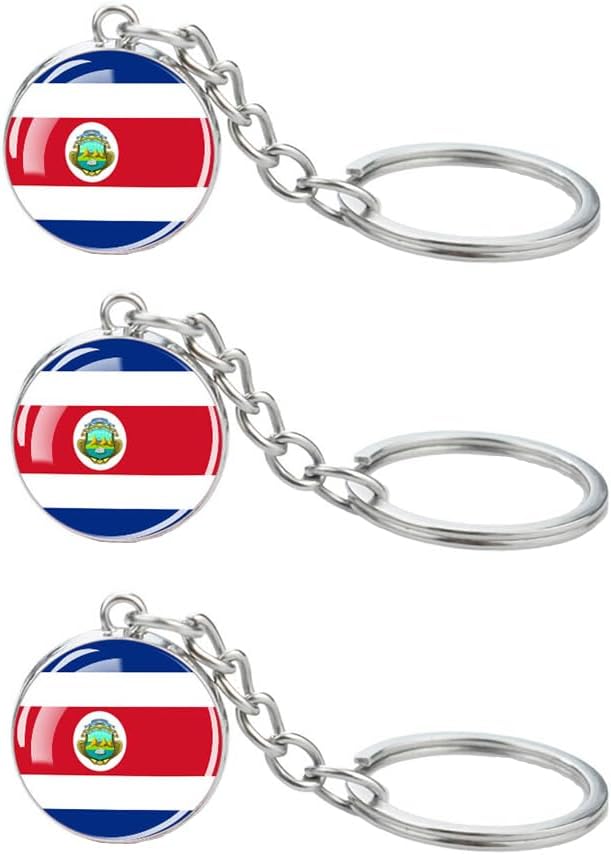 3 Pcs Costa Rica Flag Key Chain,Cool Keychain for Car Keys, Stainless Steel Keyrings & Keychains,Used for Home Decoration, Jewelry Hanging Decorations.
