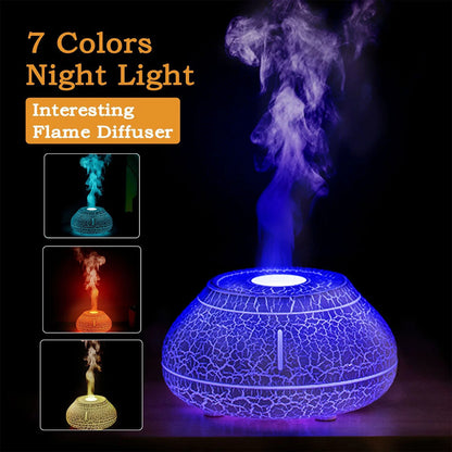 Upgraded Volcano Diffuser Flame Aromatherapy Humidifier Flame Diffuser 7 Colors Adjustabled Aroma Diffusers with Cold Mist Simulation & Flame Lamp Effect Room Home Bedroom Office Decor