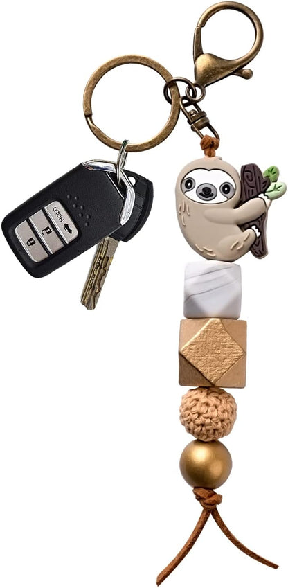 Sloth Gifts Bead Charm Cute Sloth Keychain Backpack Tassel Accessories Bag Charm for Sloth Lover