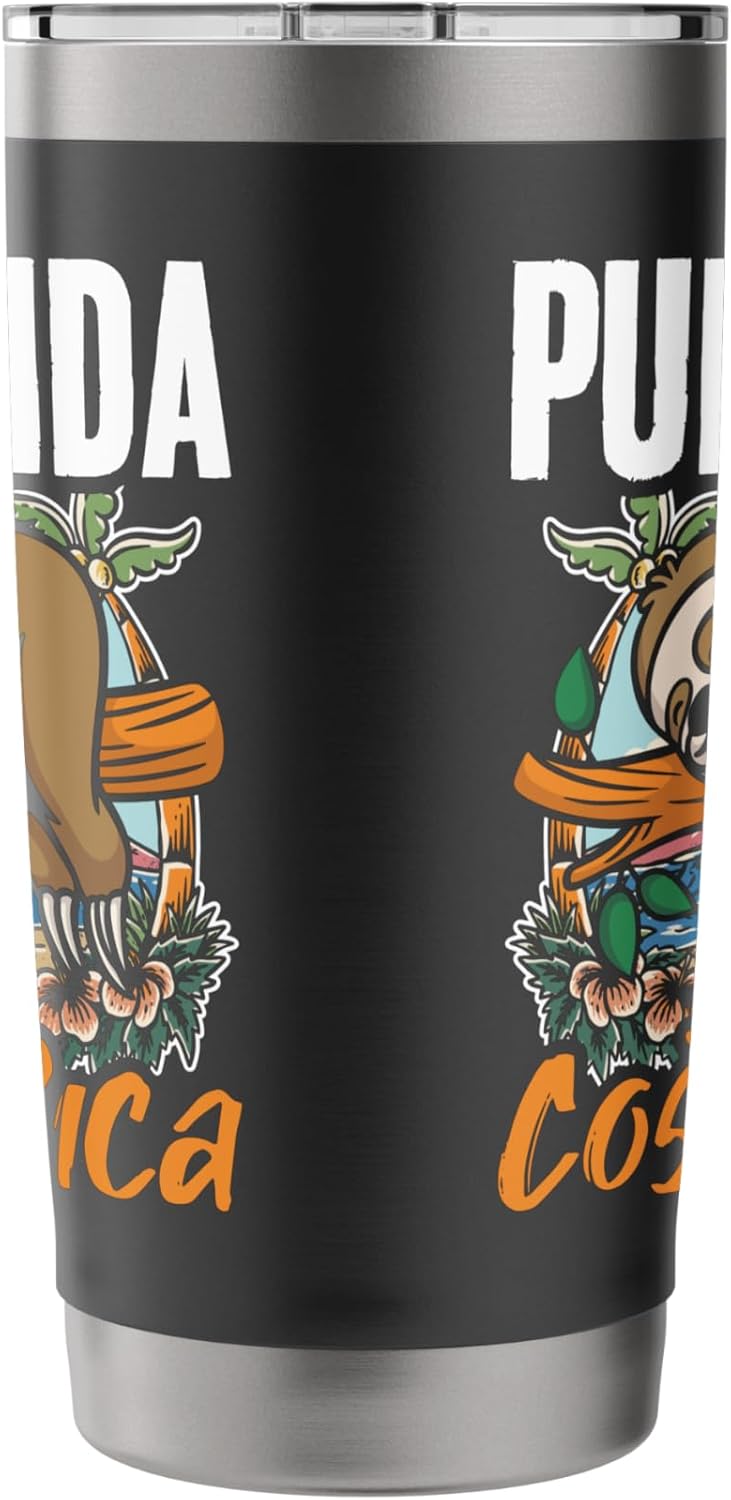 Sloth Beach Vacation Tropical Sloths Pura Vida Costa Rica Stainless Steel Insulated Tumbler
