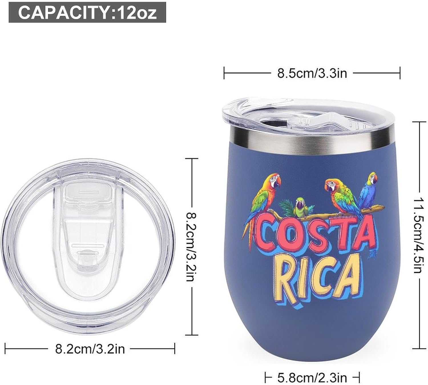 Costa Ricas Parrot Bird Cute Travel Coffee Mugs Insulated Cup Tumbler with Lid for Cold & Hot Drinks Water Bottle