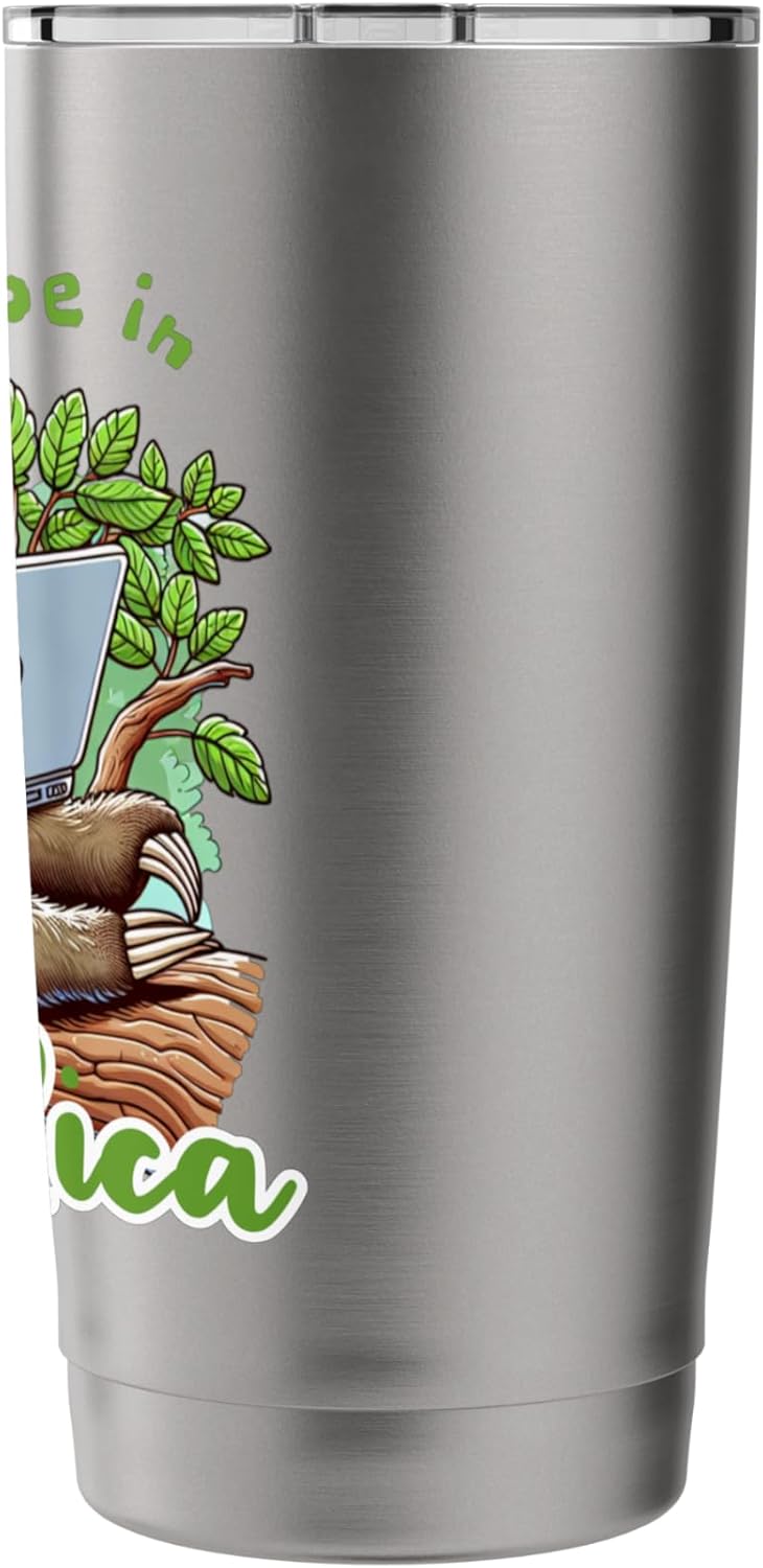 I'D Rather Be in Costa Rica Sloth Remote Working Pura Vida Stainless Steel Insulated Tumbler
