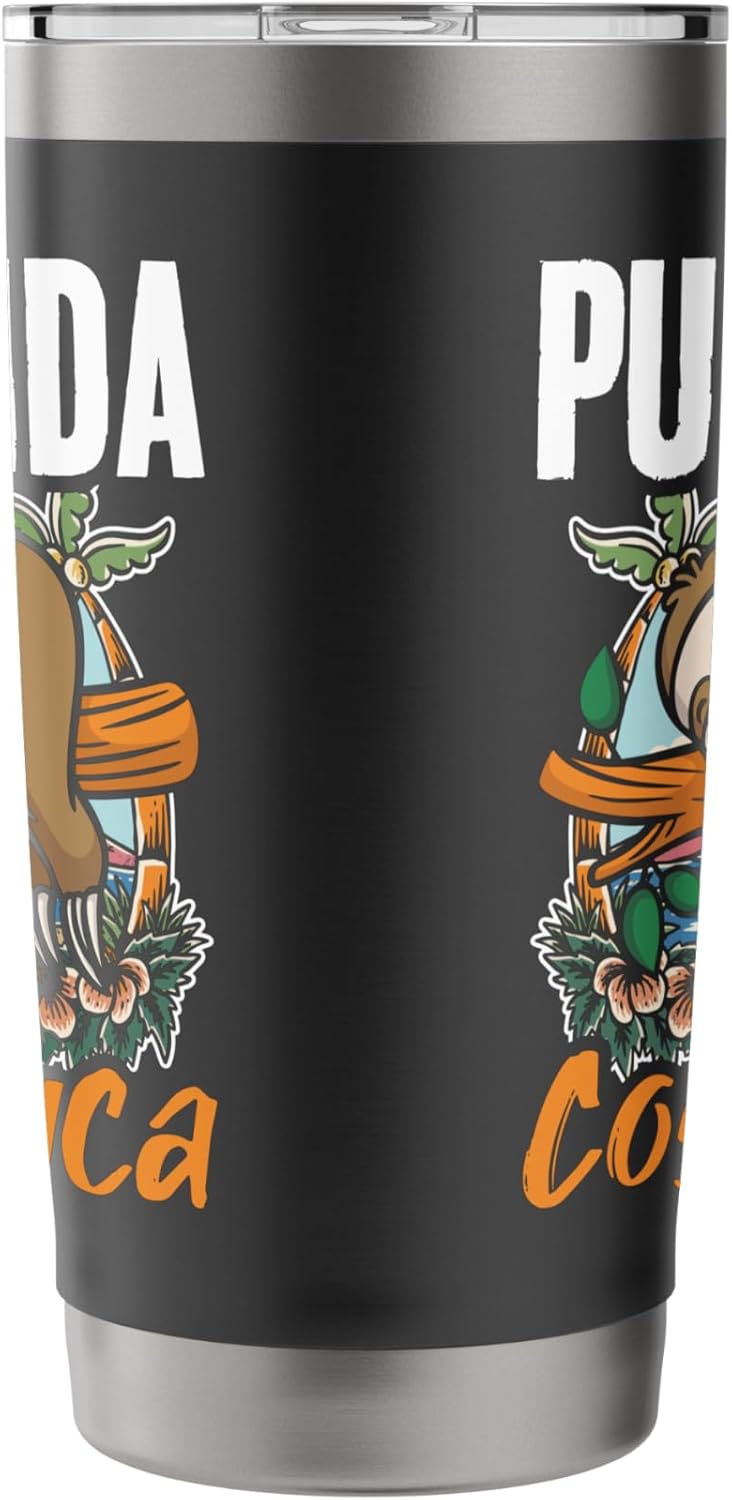 Sloth Beach Vacation Tropical Sloths Pura Vida Costa Rica Stainless Steel Insulated Tumbler