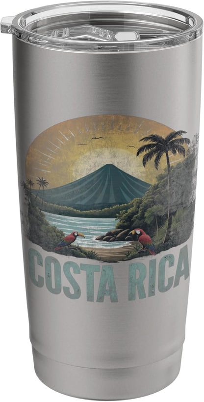 Retro Costa Rica Landscape Vintage Souvenir Stainless Steel Insulated Tumbler