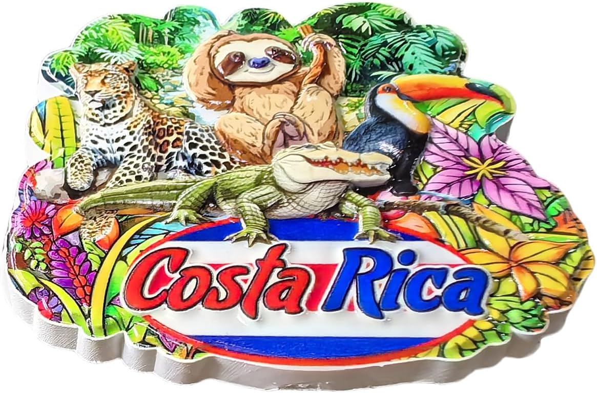 Costa Rica 3D Wild Animals Fridge Magnet Souvenir Gift,Resin Handmade Costa Rica Refrigerator Magnet Home & Kitchen Decoration Collection