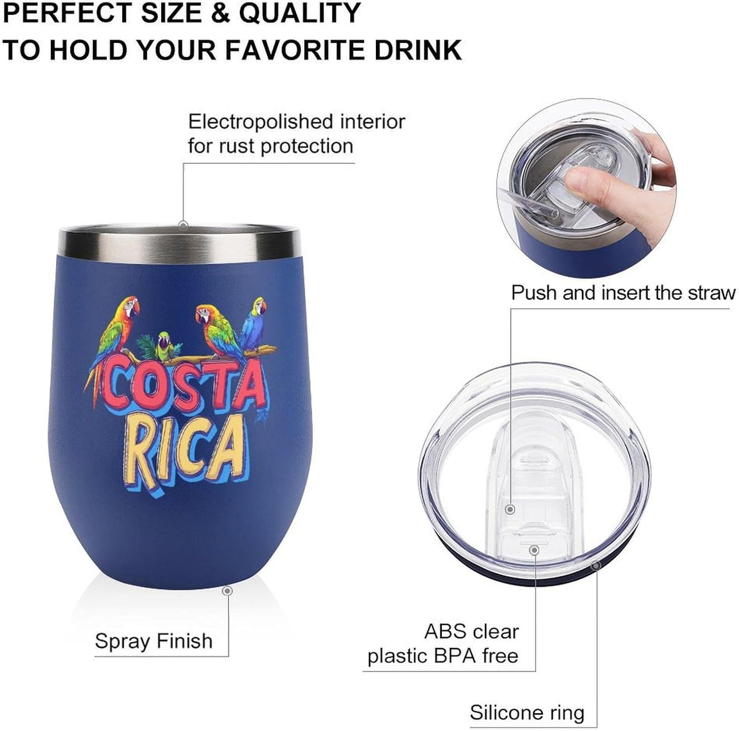 Costa Ricas Parrot Bird Cute Travel Coffee Mugs Insulated Cup Tumbler with Lid for Cold & Hot Drinks Water Bottle