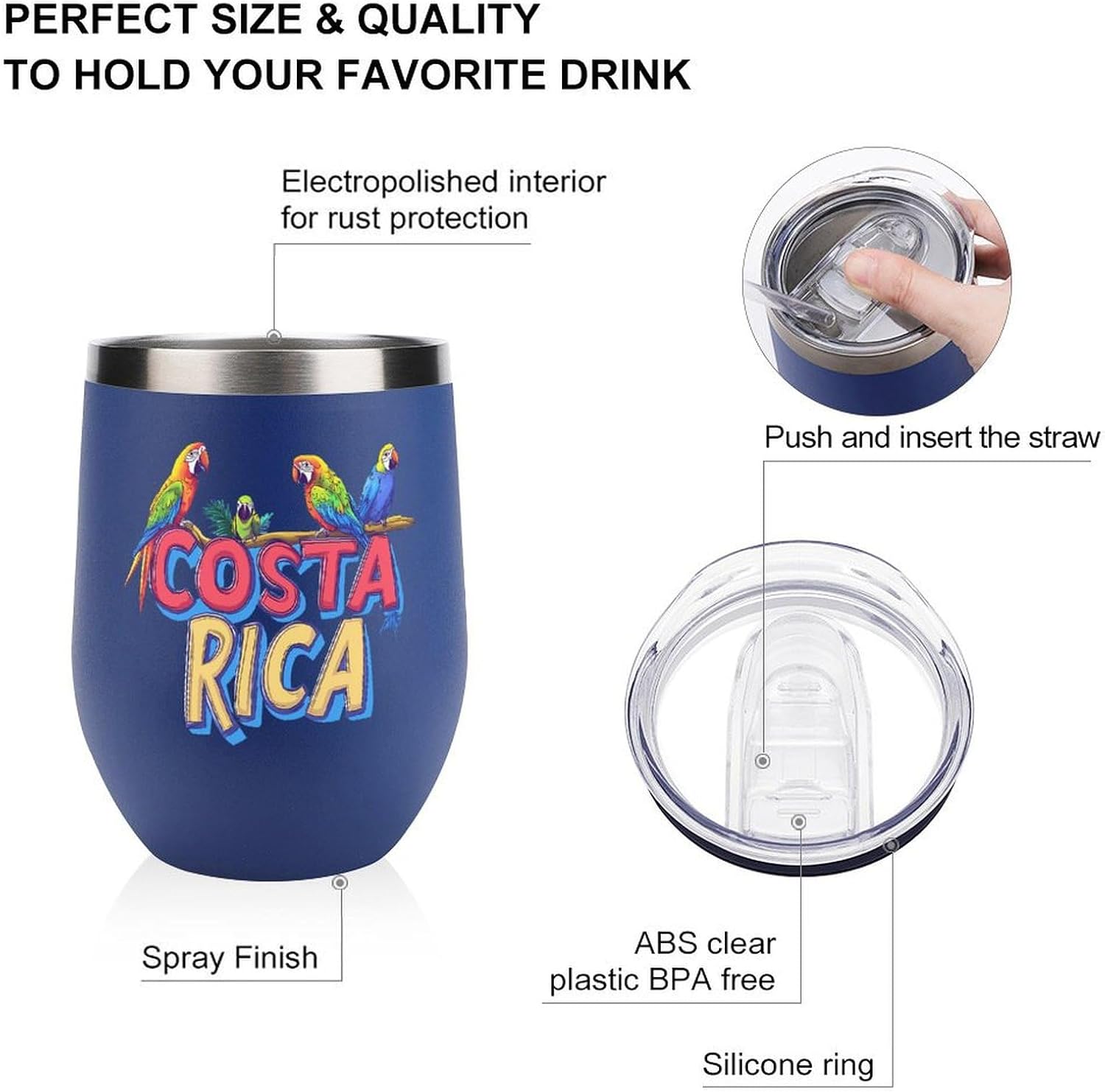 Costa Ricas Parrot Bird Cute Travel Coffee Mugs Insulated Cup Tumbler with Lid for Cold & Hot Drinks Water Bottle