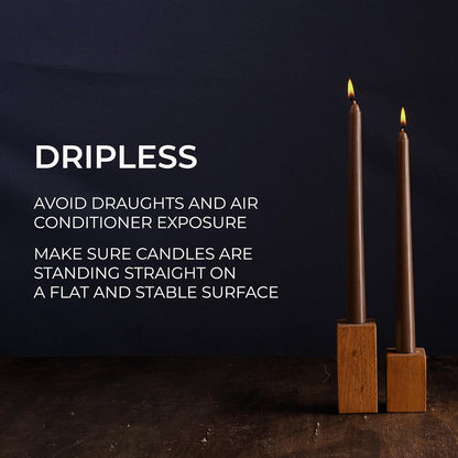 12 Inch Taper Candles Set of 4 - Dripless and Smokeless Unscented - Slow Burning Candle Sticks - Brown Candles