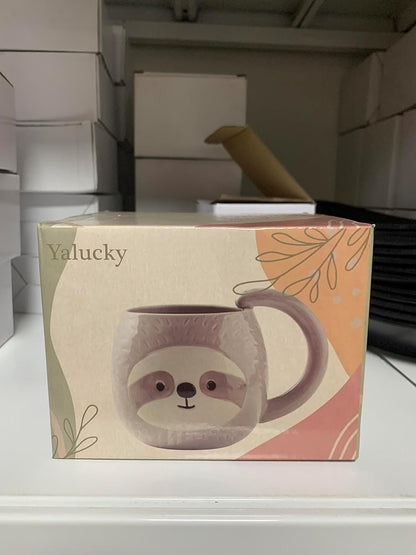 Novelty Sloth Coffee Mug, Cute Travel Tea Mugs, Animal Cup, Cartoon 3D Ceramic Drinkware for Sloths Lovers, Funny Sloth Gifts for Women and Men,Birthday Christmas Gifts, 11Oz /330Ml