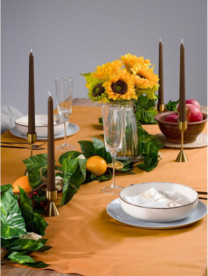 12 Inch Taper Candles Set of 4 - Dripless and Smokeless Unscented - Slow Burning Candle Sticks - Brown Candles