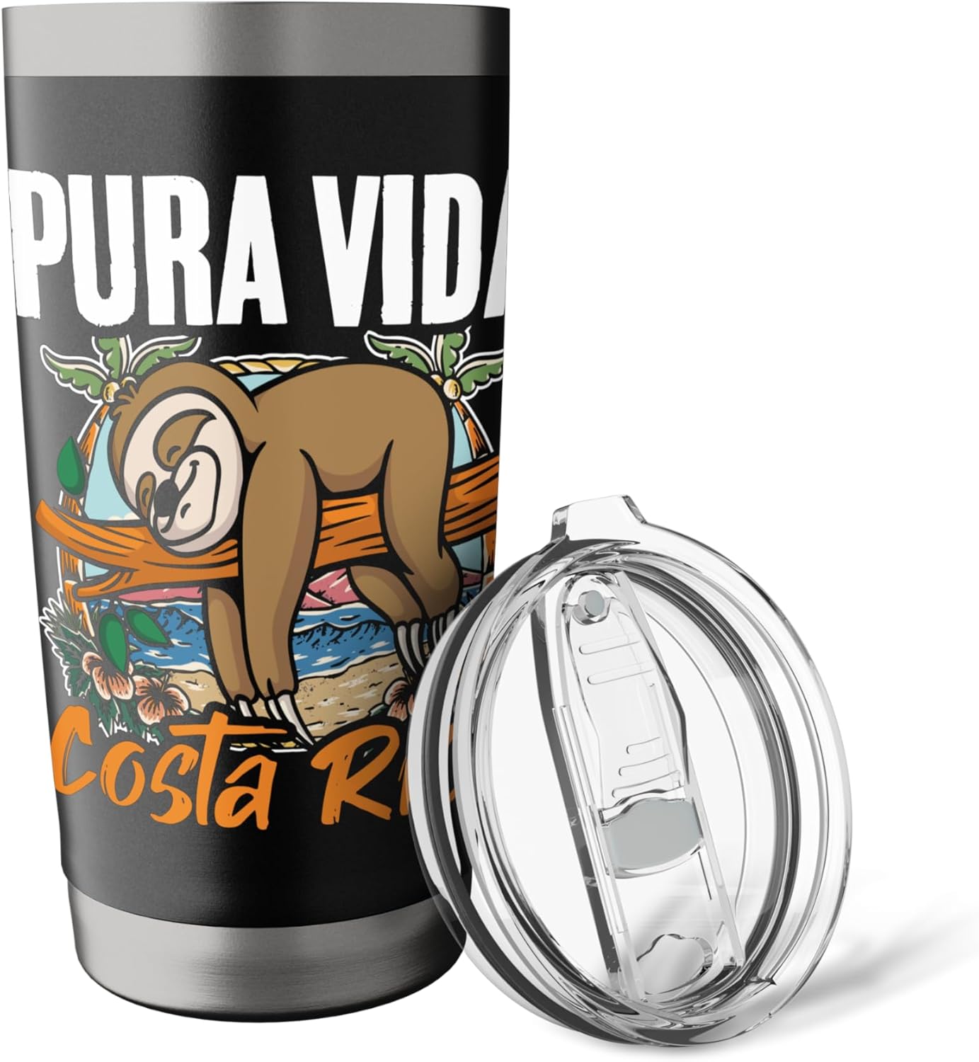 Sloth Beach Vacation Tropical Sloths Pura Vida Costa Rica Stainless Steel Insulated Tumbler