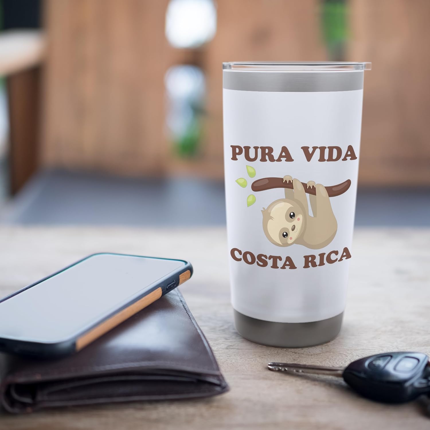 Pura Vida Costa Rica Sloth Stainless Steel Insulated Tumbler