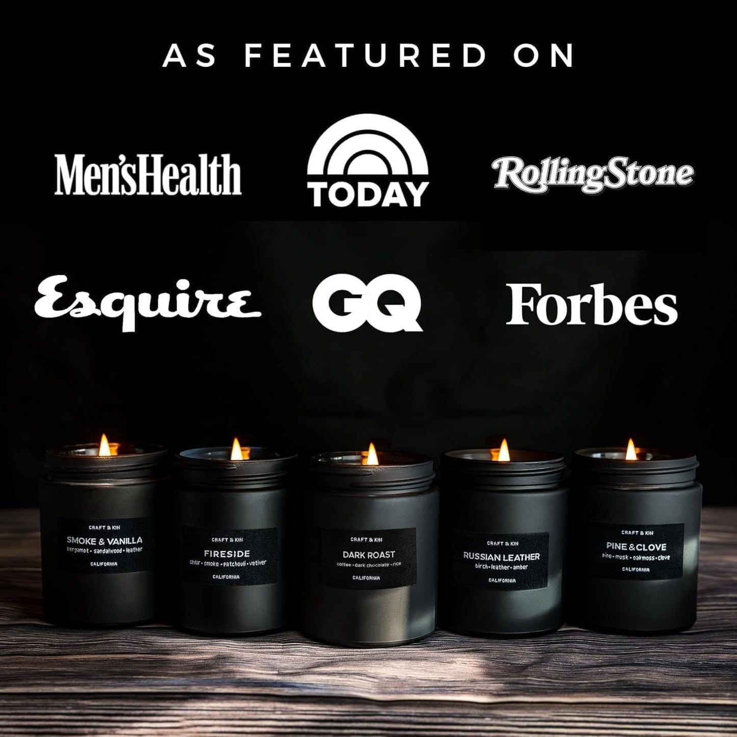 Premium Dark Roast Coffee Candle | Black Christmas Scented Candles for Home | Long Lasting with 45 Hour Burn Time, 7.6Oz | Soy Holiday Candle | Aromatherapy at Home | Gifts for Men