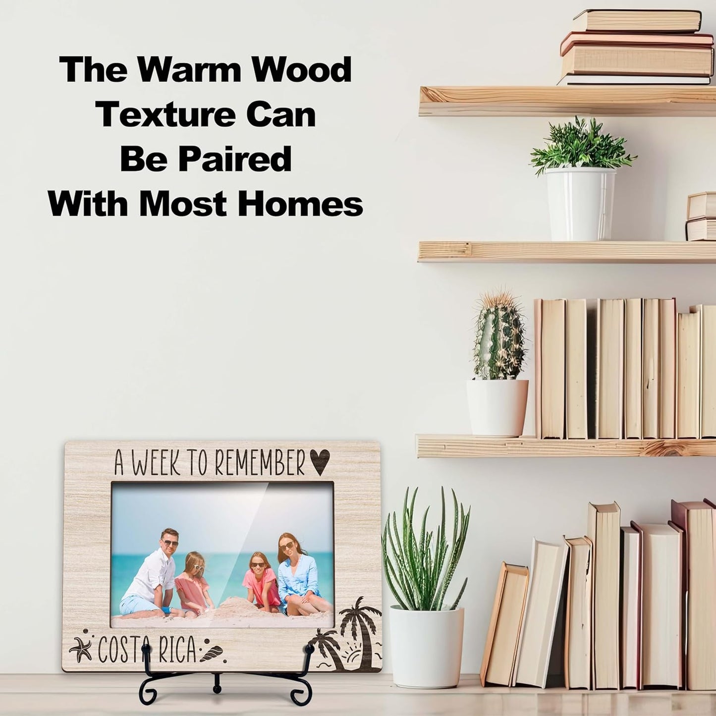 Costa Rica Picture Travel Frame, Beach Theme Frame, Family Vacation Picture Frame, Gifts for Couples, Couple Picture Frames 4X6, Wooden Photo Frame -L01