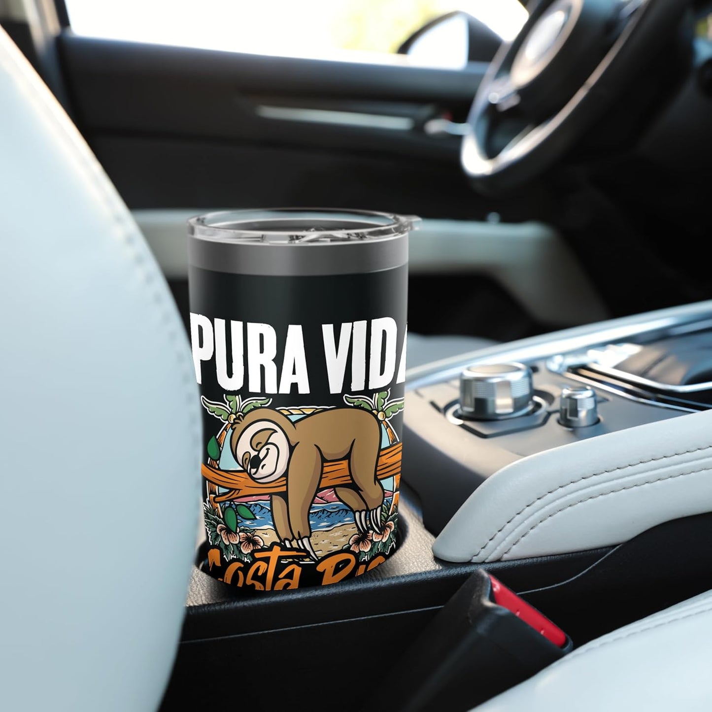Sloth Beach Vacation Tropical Sloths Pura Vida Costa Rica Stainless Steel Insulated Tumbler
