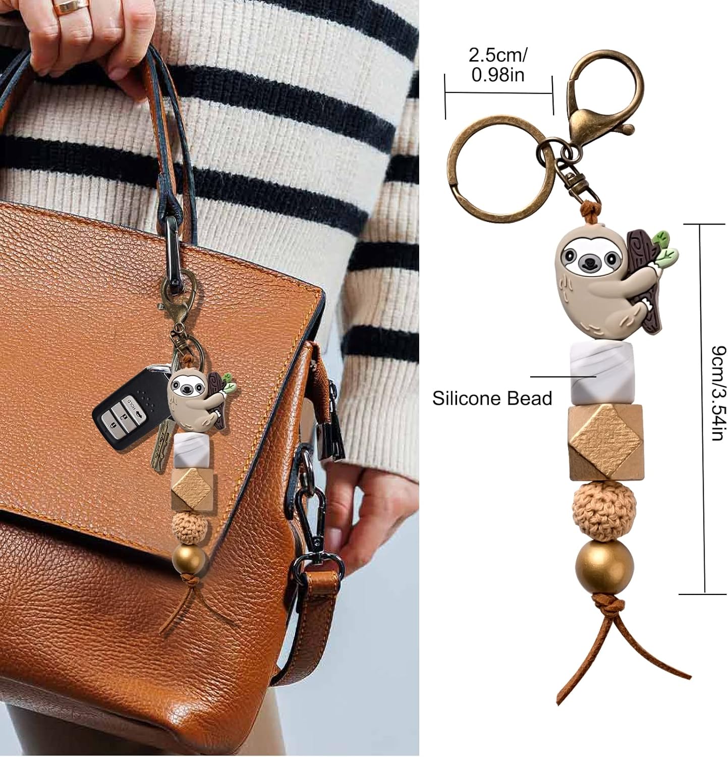 Sloth Gifts Bead Charm Cute Sloth Keychain Backpack Tassel Accessories Bag Charm for Sloth Lover