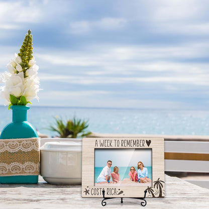 Costa Rica Picture Travel Frame, Beach Theme Frame, Family Vacation Picture Frame, Gifts for Couples, Couple Picture Frames 4X6, Wooden Photo Frame -L01