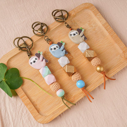 Sloth Gifts Bead Charm Cute Sloth Keychain Backpack Tassel Accessories Bag Charm for Sloth Lover