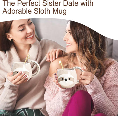 Novelty Sloth Coffee Mug, Cute Travel Tea Mugs, Animal Cup, Cartoon 3D Ceramic Drinkware for Sloths Lovers, Funny Sloth Gifts for Women and Men,Birthday Christmas Gifts, 11Oz /330Ml