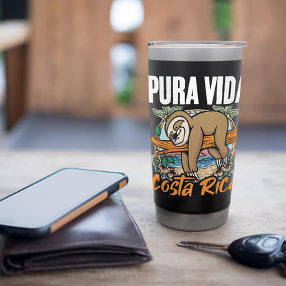 Sloth Beach Vacation Tropical Sloths Pura Vida Costa Rica Stainless Steel Insulated Tumbler
