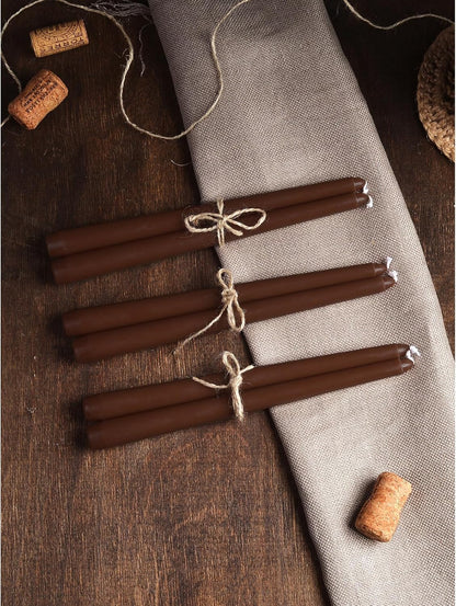 12 Inch Taper Candles Set of 4 - Dripless and Smokeless Unscented - Slow Burning Candle Sticks - Brown Candles