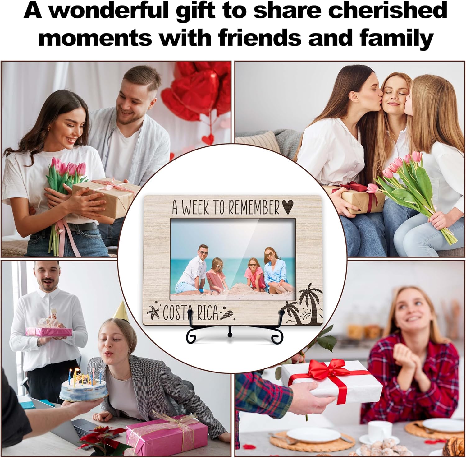 Costa Rica Picture Travel Frame, Beach Theme Frame, Family Vacation Picture Frame, Gifts for Couples, Couple Picture Frames 4X6, Wooden Photo Frame -L01