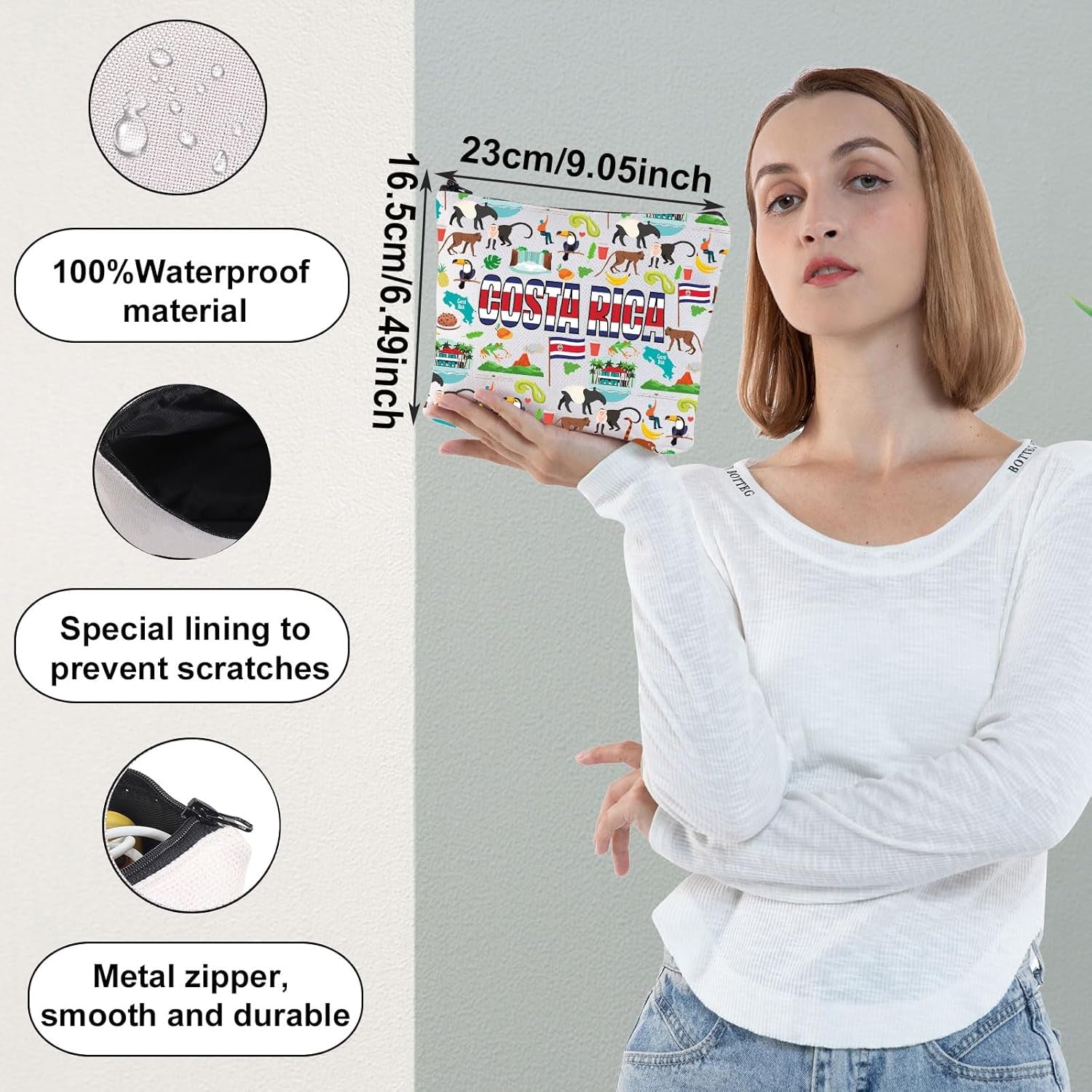 Costa Rica Tour Cosmetic Bag Costa Rica Trip Gift Costa Ricans Journey Zipper Pouch Bag Costa Rica Traveler Gift (Costa Rica)