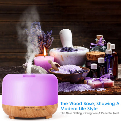 500Ml Premium, Essential Oil Diffuser, 5 in 1 Ultrasonic Aromatherapy Fragrant Oil Humidifier Vaporizer, Timer and Auto-Off Safety Switch, 7 LED Light Colors